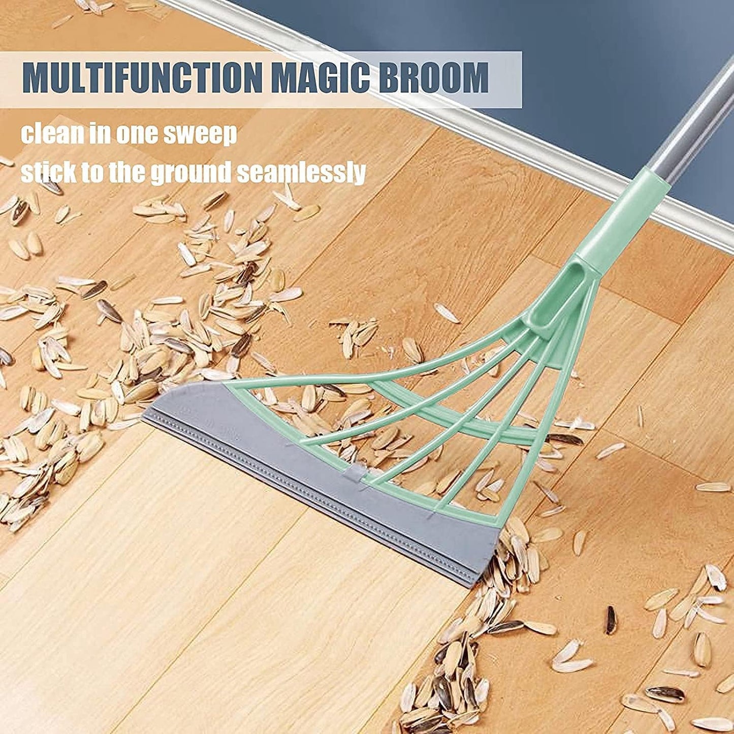 Multifunction Silicone Broom & Floor Squeegee with Adjustable Handle