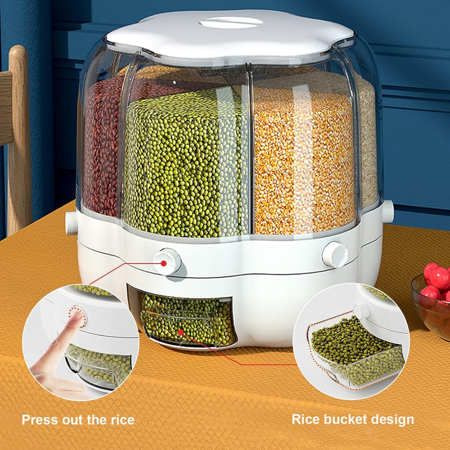 Rotating Cereal & Lentil Grain Storage Dispenser ( 10kg )
