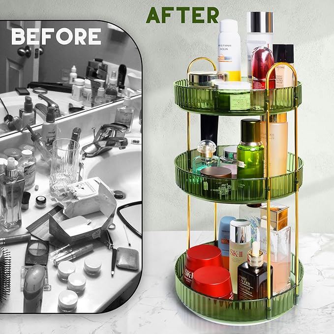 360° Rotating Vanity Makeup Organizer Shelf