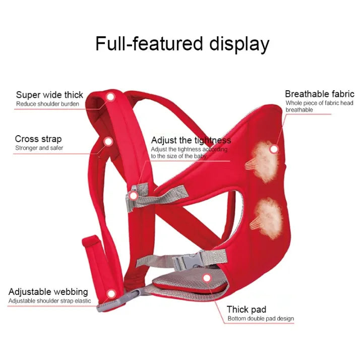 Baby Carrier with Double Adjustable Straps Breathable & Comfortable Sling Seat