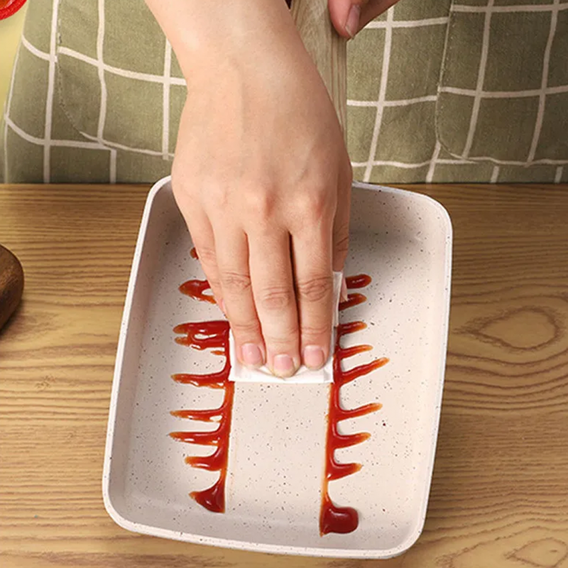 Square Non-Stick Ceramic Frying Pan – Wooden Handle