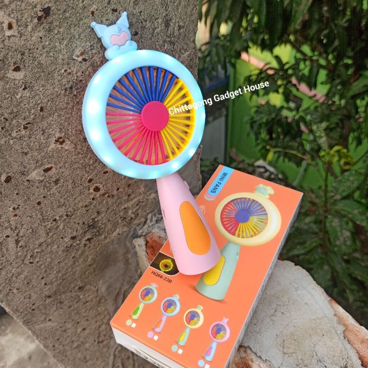 Rechargeable Mini Fan with Colorful Night Light