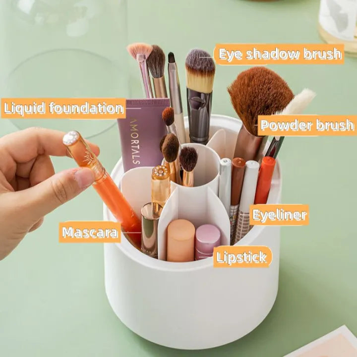 360Β° Rotating Transparent Makeup Brush & Jewelry Organizer