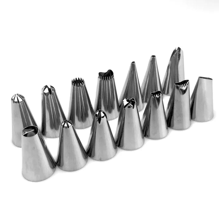 15PCS Cake Decorating Set – Piping Bag & Nozzles