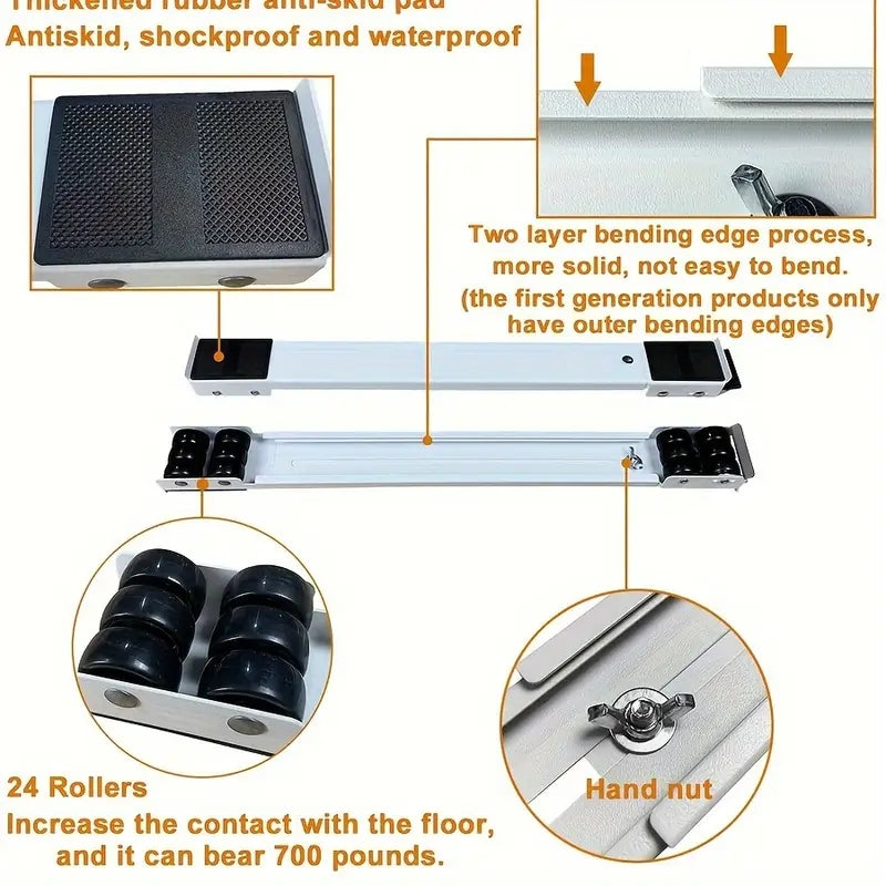 Retractable Moving Base – Heavy-Duty Spinner Wheels (2pcs)