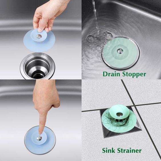 Silicone Bath Tub Sink Strainer Hair Catcher