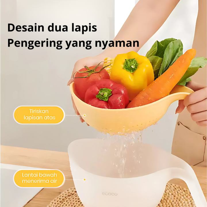 Double Layer Drainage Basket for Kitchen Use