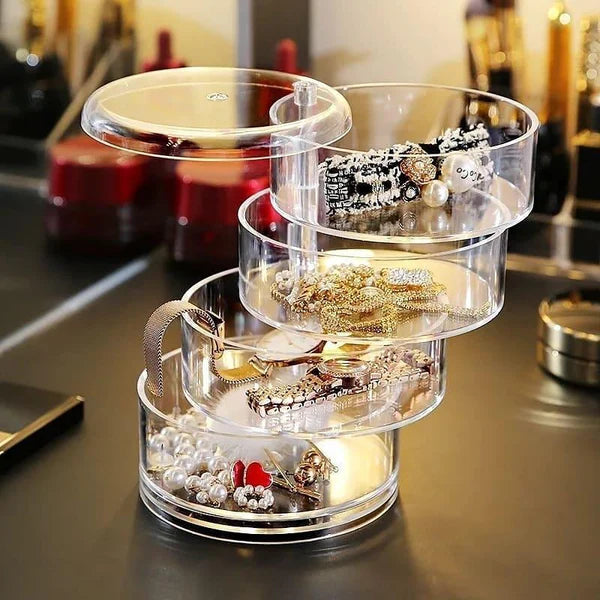 5-Layer Rotating Acrylic Jewelry Organizer with Lid