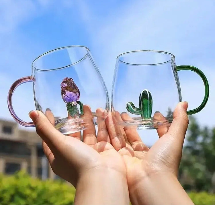 3D Transparent Glass Mug for Drinks