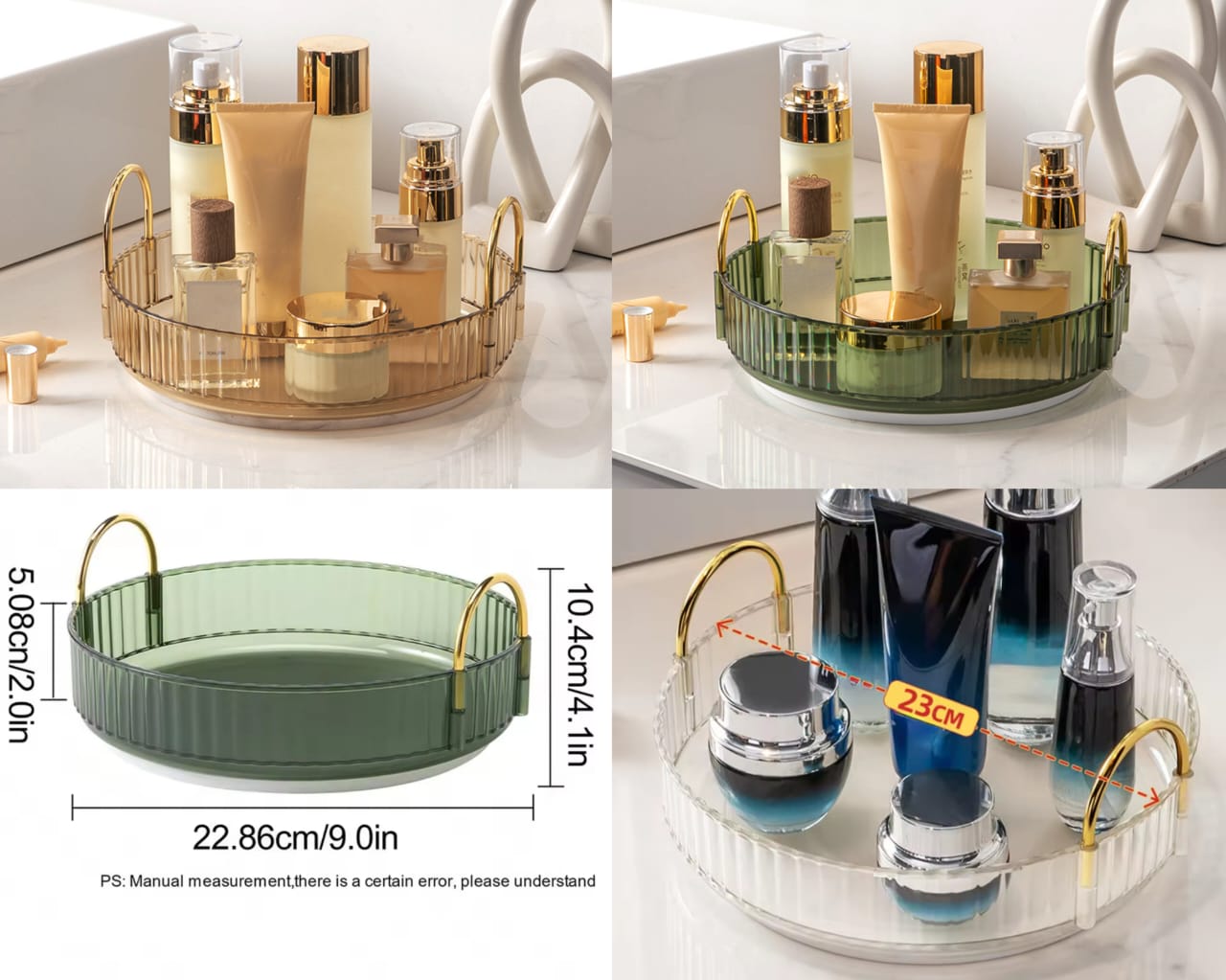 360° Rotating Crystal Cosmetic Organizer Tray