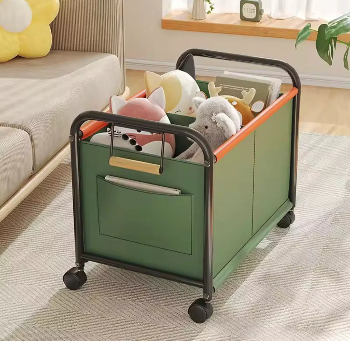 Kids Toy Storage Box with 4 Wheels Rolling Organizer