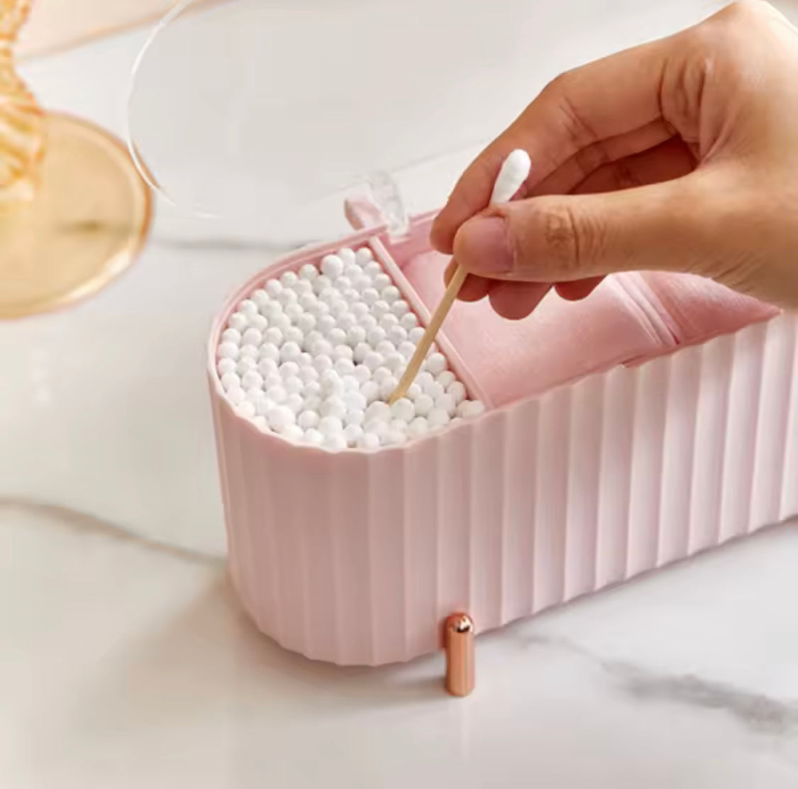 Desktop Makeup Brush and Cotton Pads Organizer