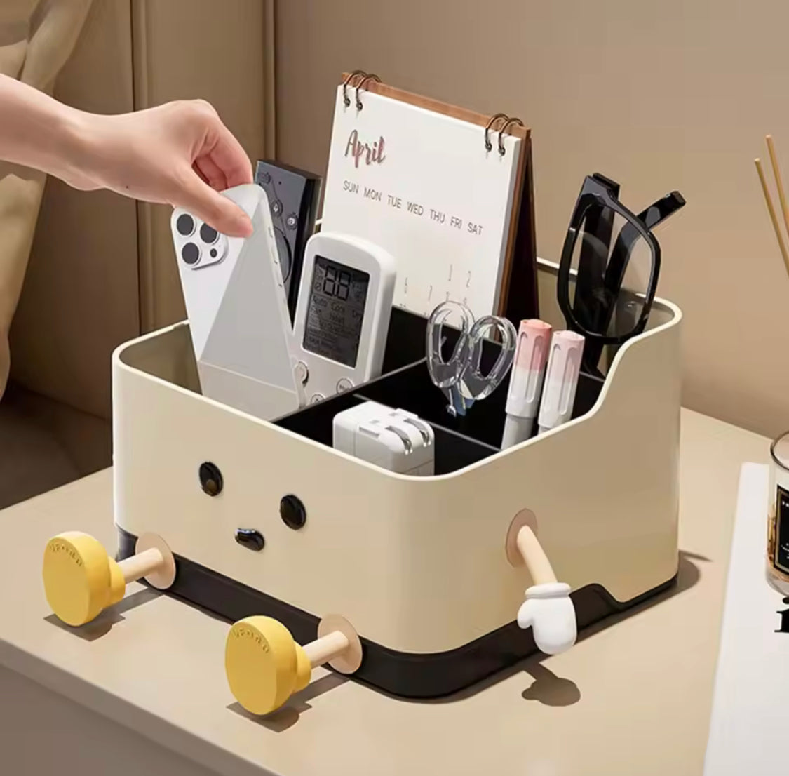 Cartoon Style Multi-Grid Cosmetic Storage Box