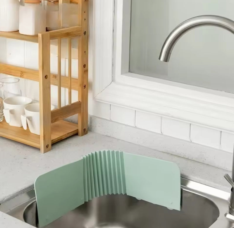 Foldable Kitchen Sink Splash Guard – Anti Water Splash Stopper for Kitchen Sink with Sponge Holder