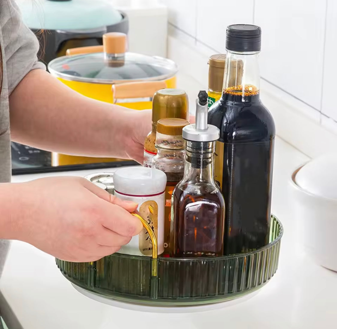 360° Rotating Crystal Cosmetic Organizer Tray