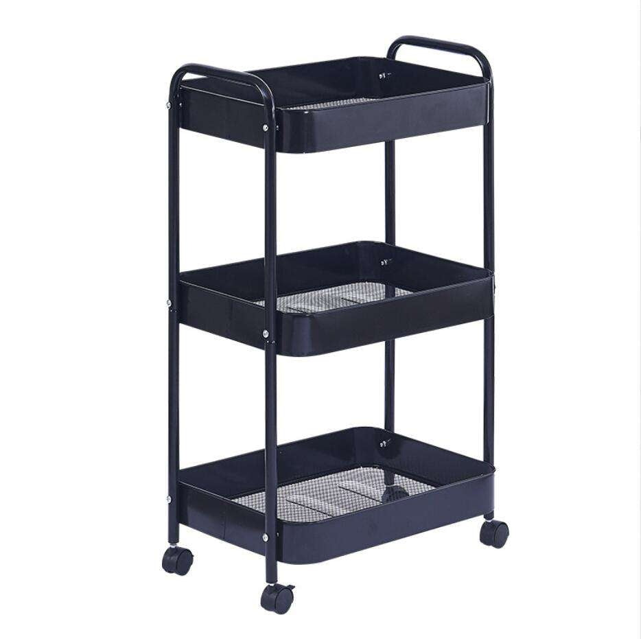 3 Layer Stainless Steel Kitchen Trolley with Wheels | Imported 3 Tier Metal Cart