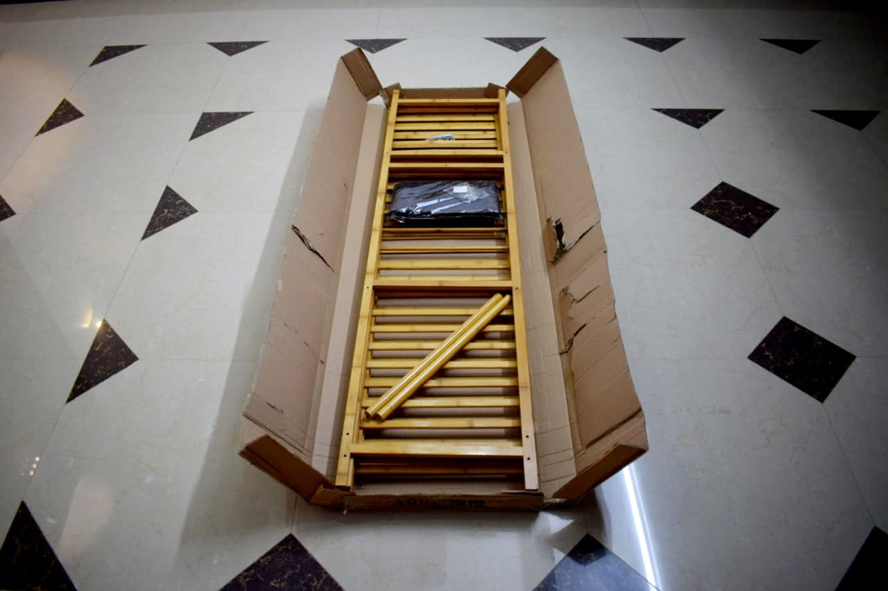Bamboo Wardrobe Clothes Storage Organizer with Hanging Rack