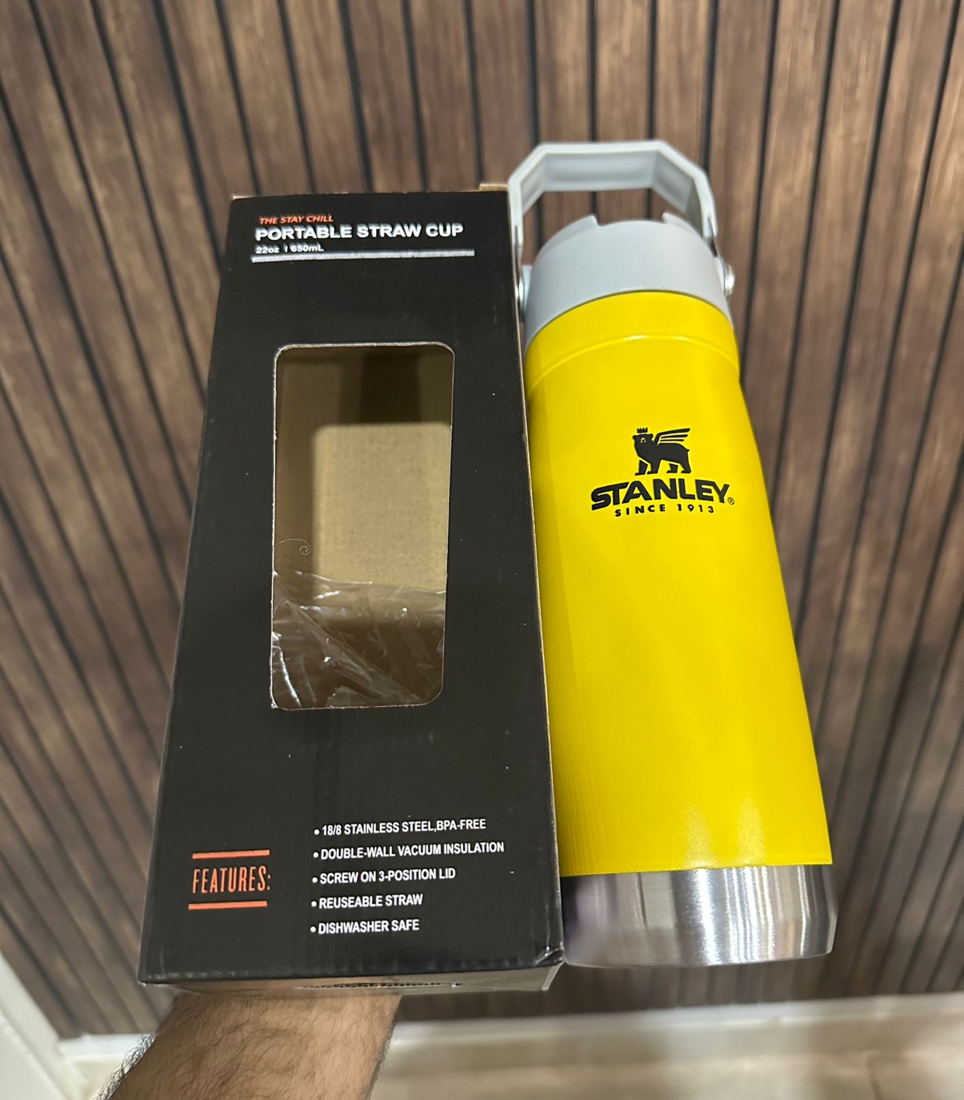 Stanley 650ml Stainless Steel Straw Cup Water Bottle Portable