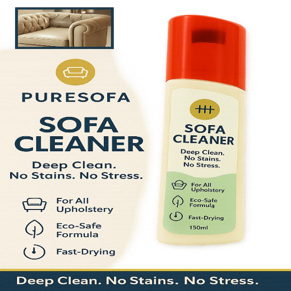 Puresofa sofa cleaner bottle with packaging on a white background
