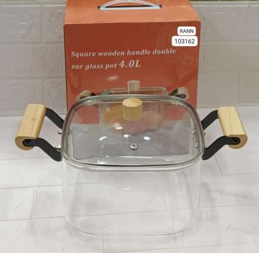 Transparent Heat-Resistant Glass Pot 4 Litre Capacity
