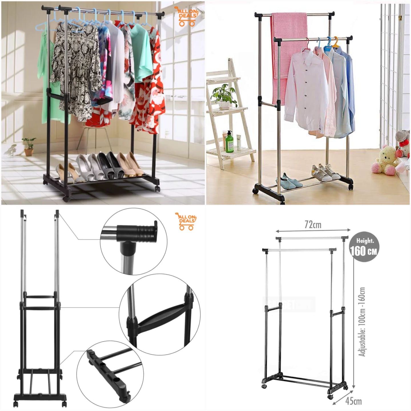 Large Steel Clothes Stand with Wheels