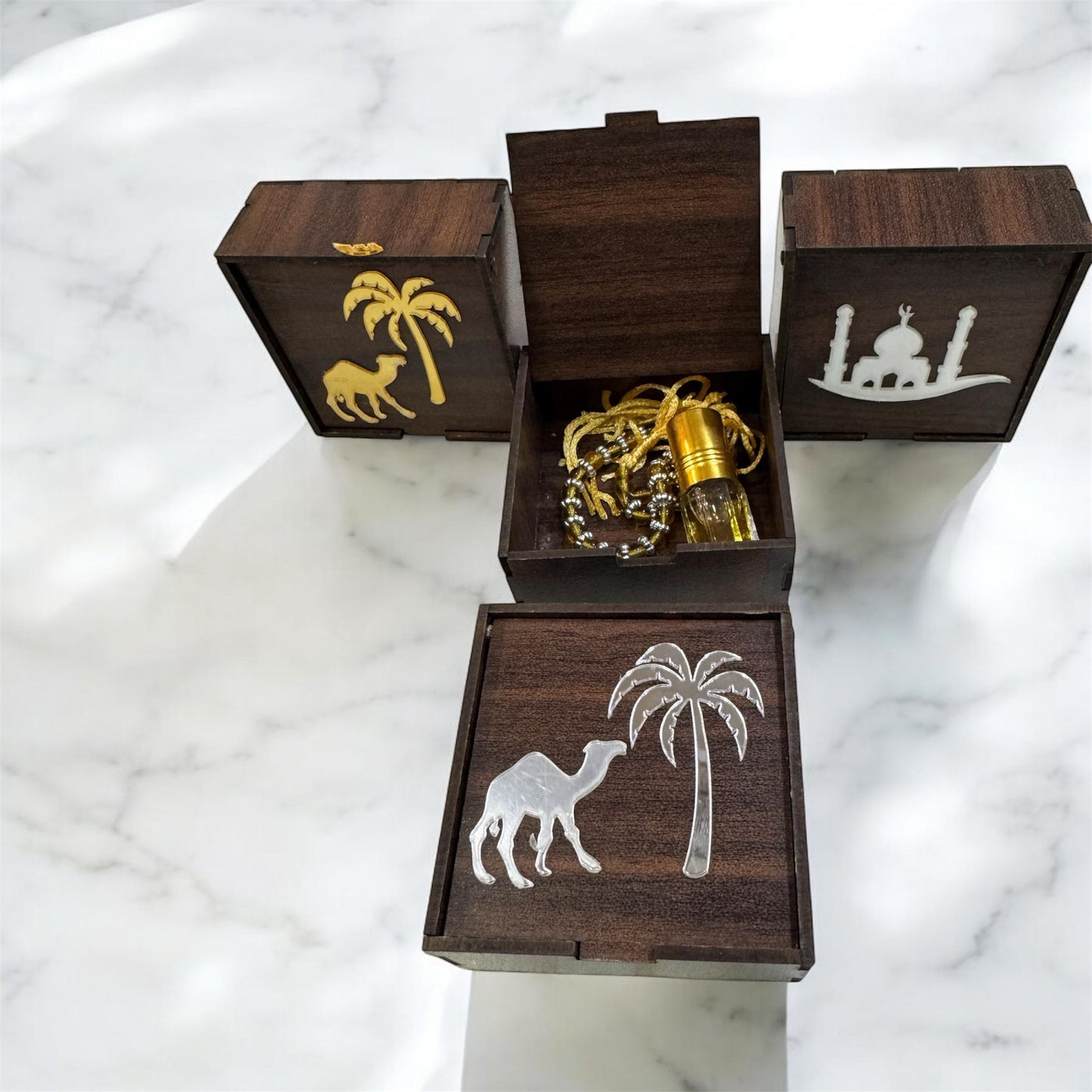 Ramadan Wooden Gift Box With Tasbeeh + ittar