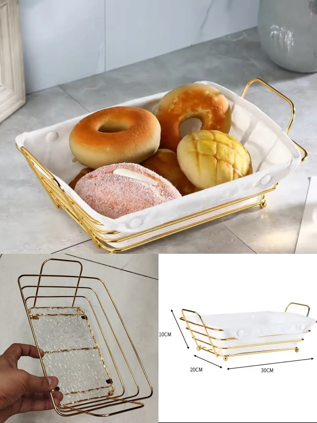 Metal Rectangular Bread & Fruit Basket