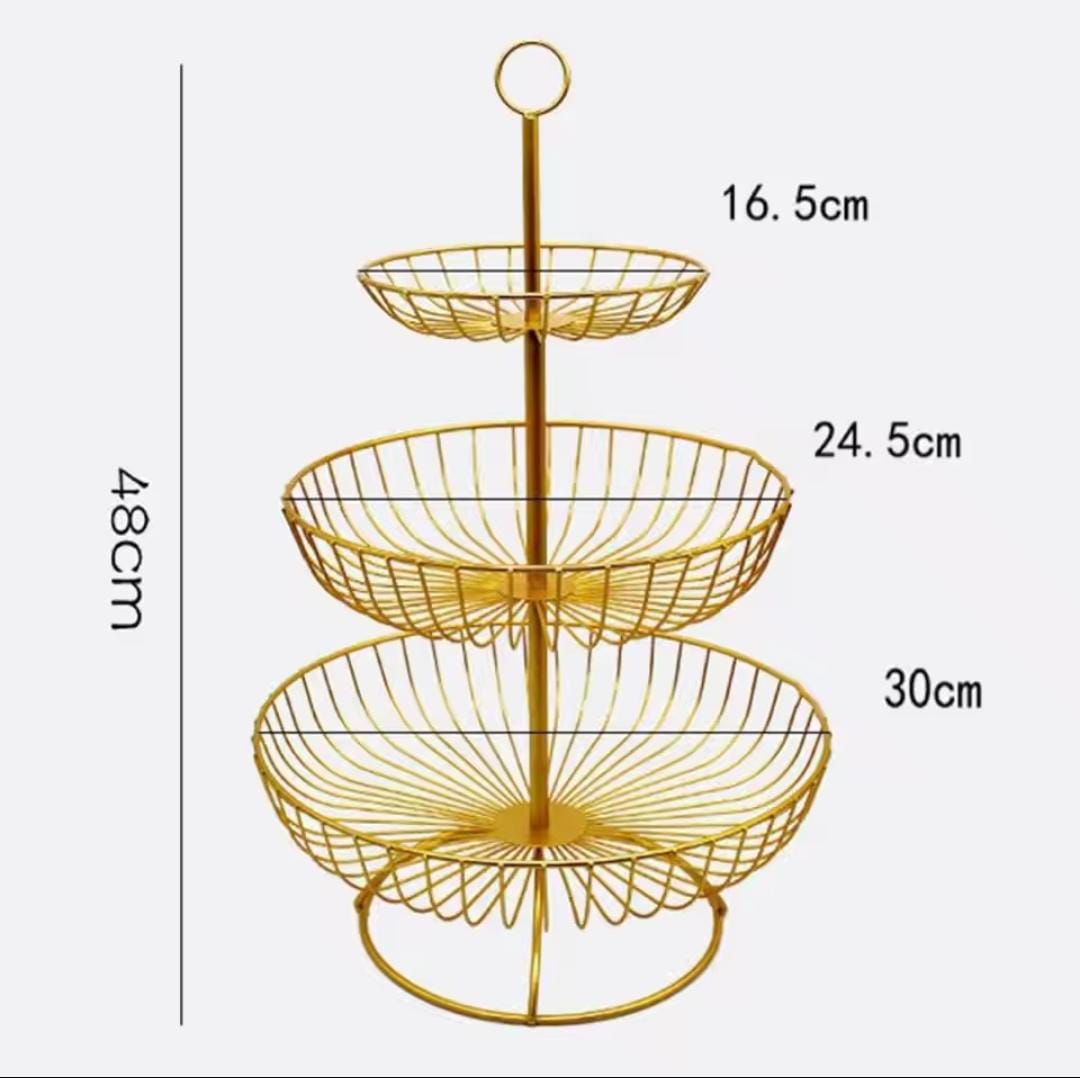 3-Tier Metal Wire Fruit Basket Stand – Countertop Storage
