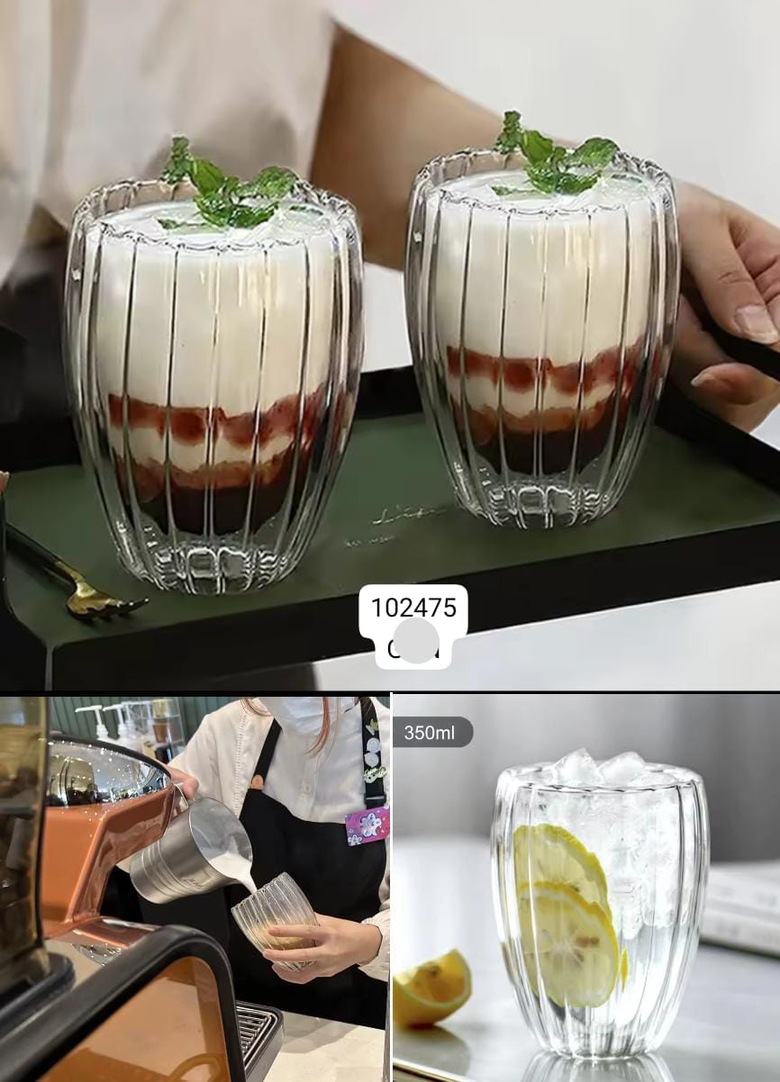Double-Wall Glass Coffee Mug Set – 350ml