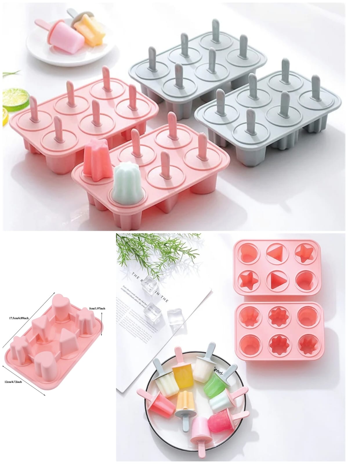Kids Silicone Ice Cream Mold Tray with Handle