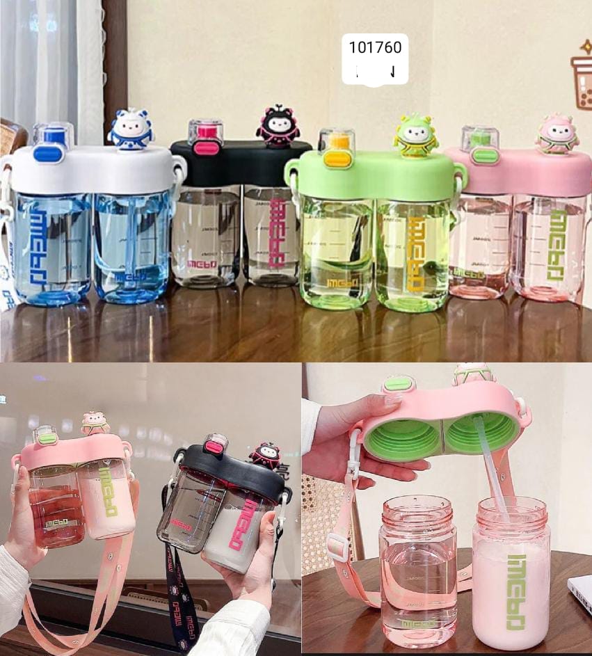 Cartoon Dual Plastic Kids Water Bottle with Lid