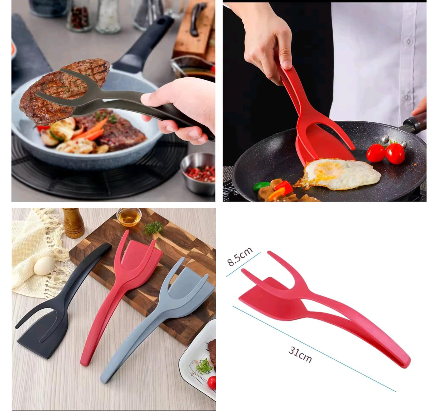 2-in-1 Egg Flipper Cooking Spatula Tong