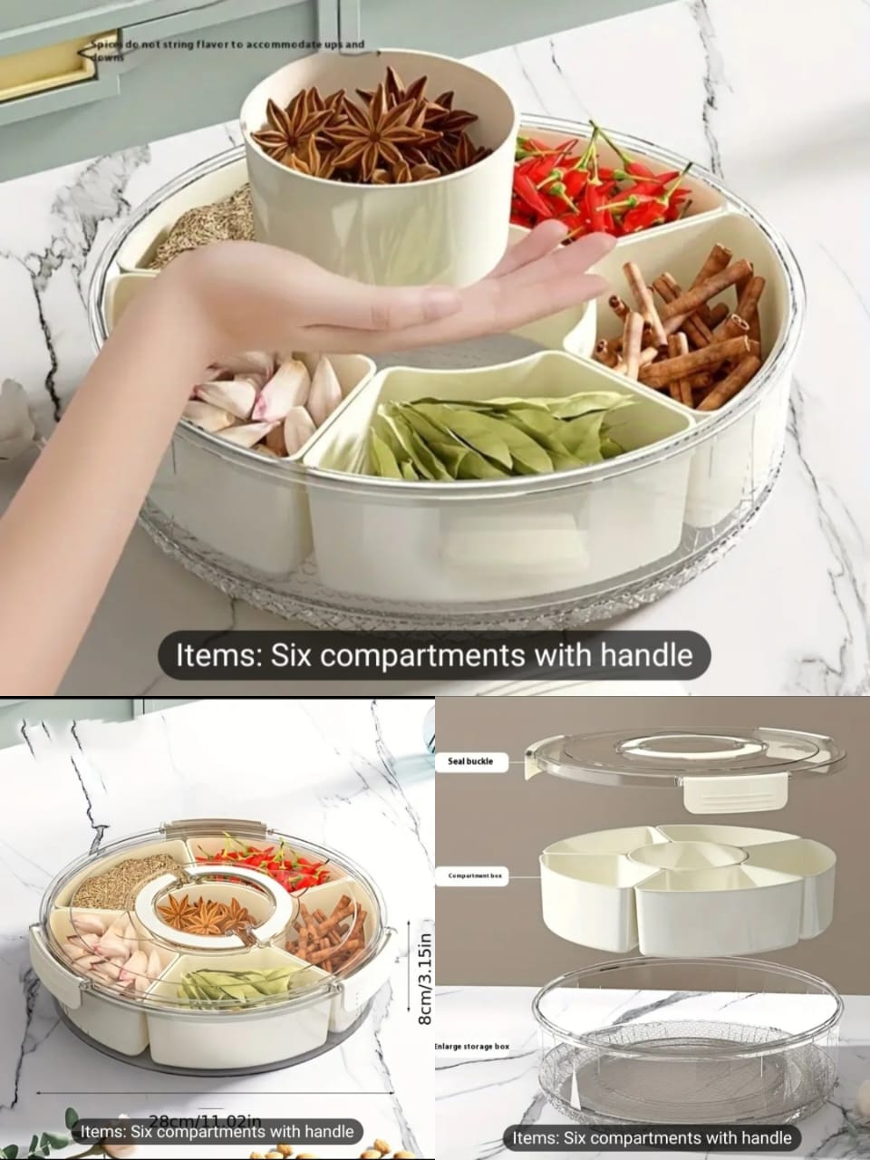 360° Rotating 6-Position Kitchen Spice Dispenser