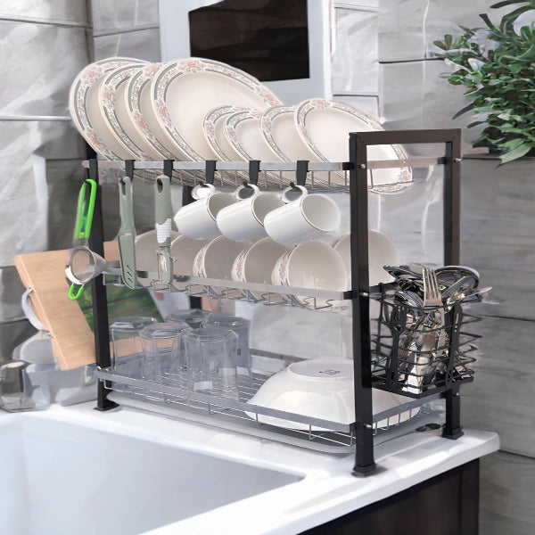 All-in-One Dish Rack with Cutlery Holder