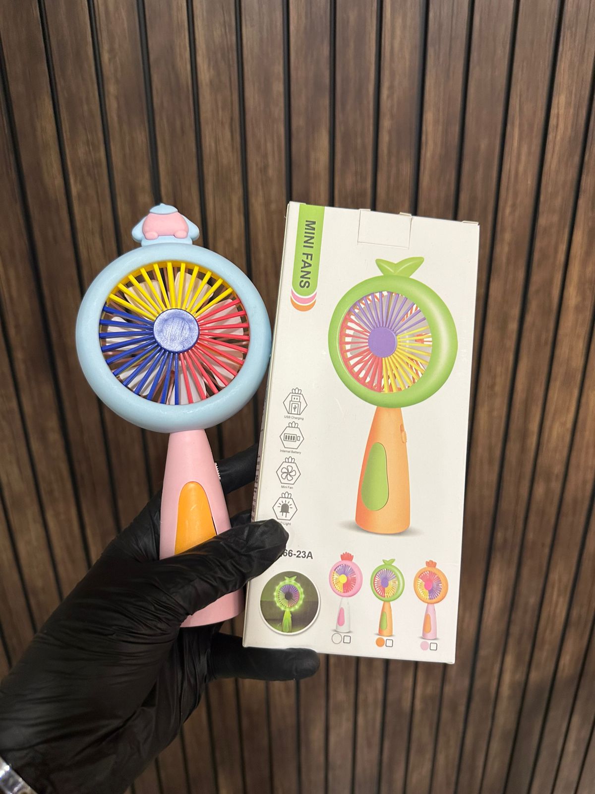 Rechargeable Mini Fan with Colorful Night Light