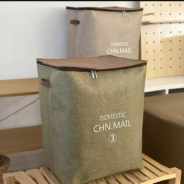 Zippered Fabric Storage Bag – Clothes & Blanket Organizer