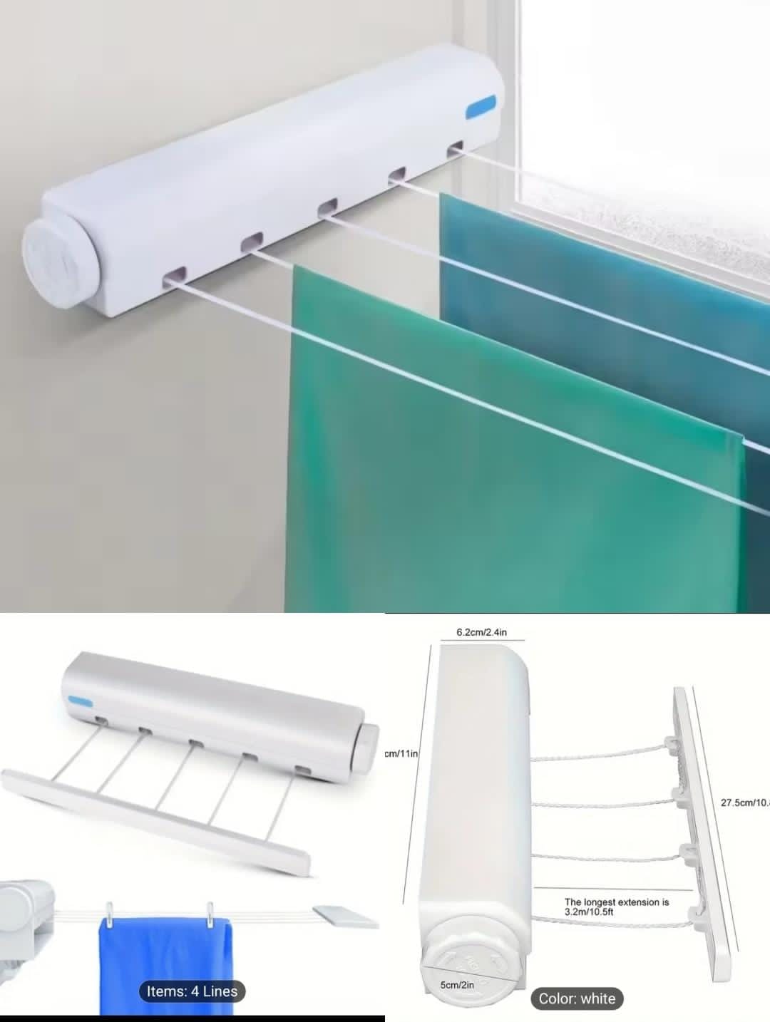 Heavy Duty Retractable Clothes Drying Rack – Wall Mounted Clothesline