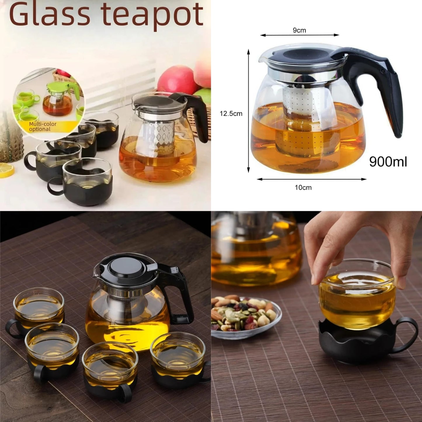 900ml Heat Resistant Glass Tea Pot with Filter