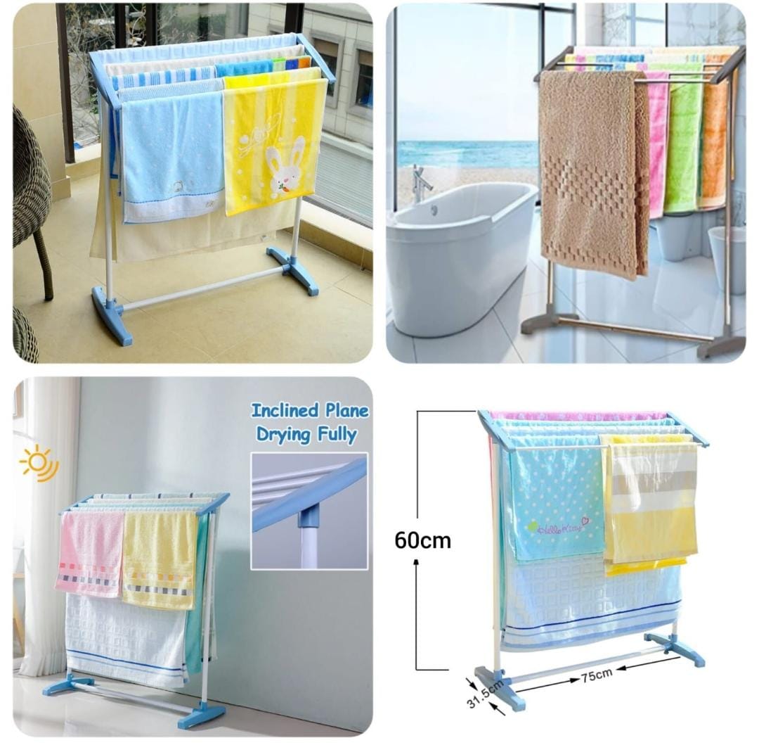 Folding Stainless Steel Towel Rack – Multifunctional Floor Stand