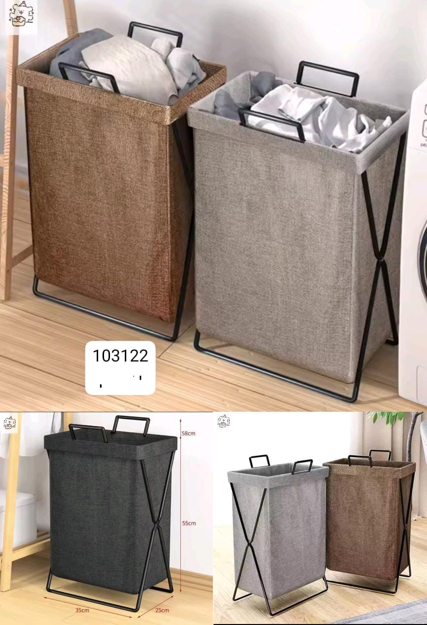 Foldable Laundry Basket with Metal Stand