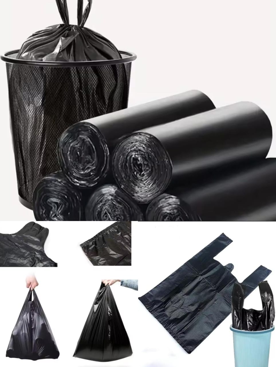 Black Disposable Durable Garbage Bags Roll