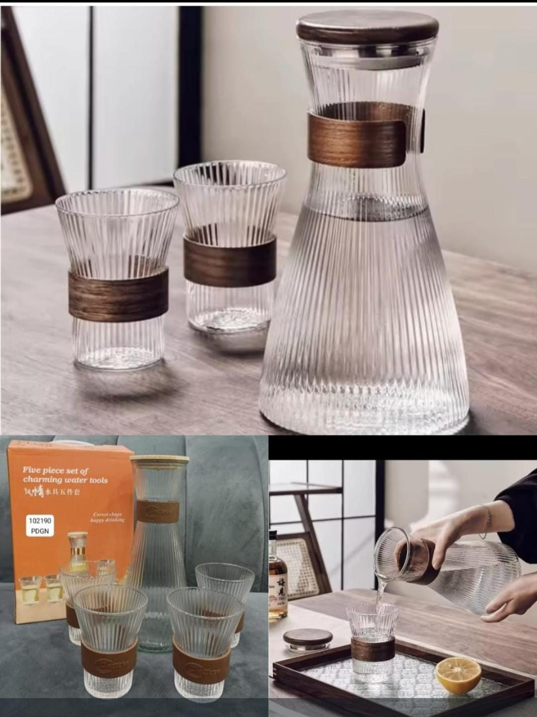 5pcs Transparent Glass Water Set with Jug and Glasses