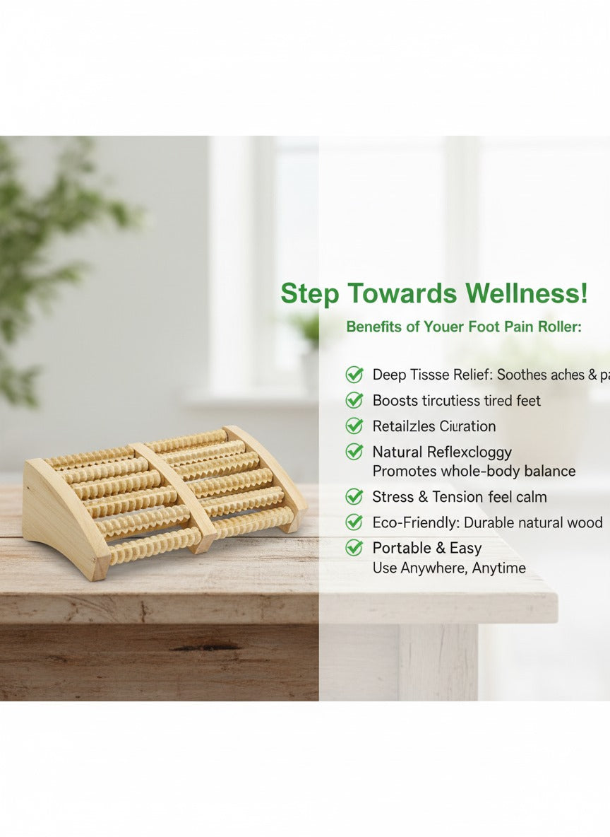 Wooden 5-Roller Foot Massager for Stress Relief