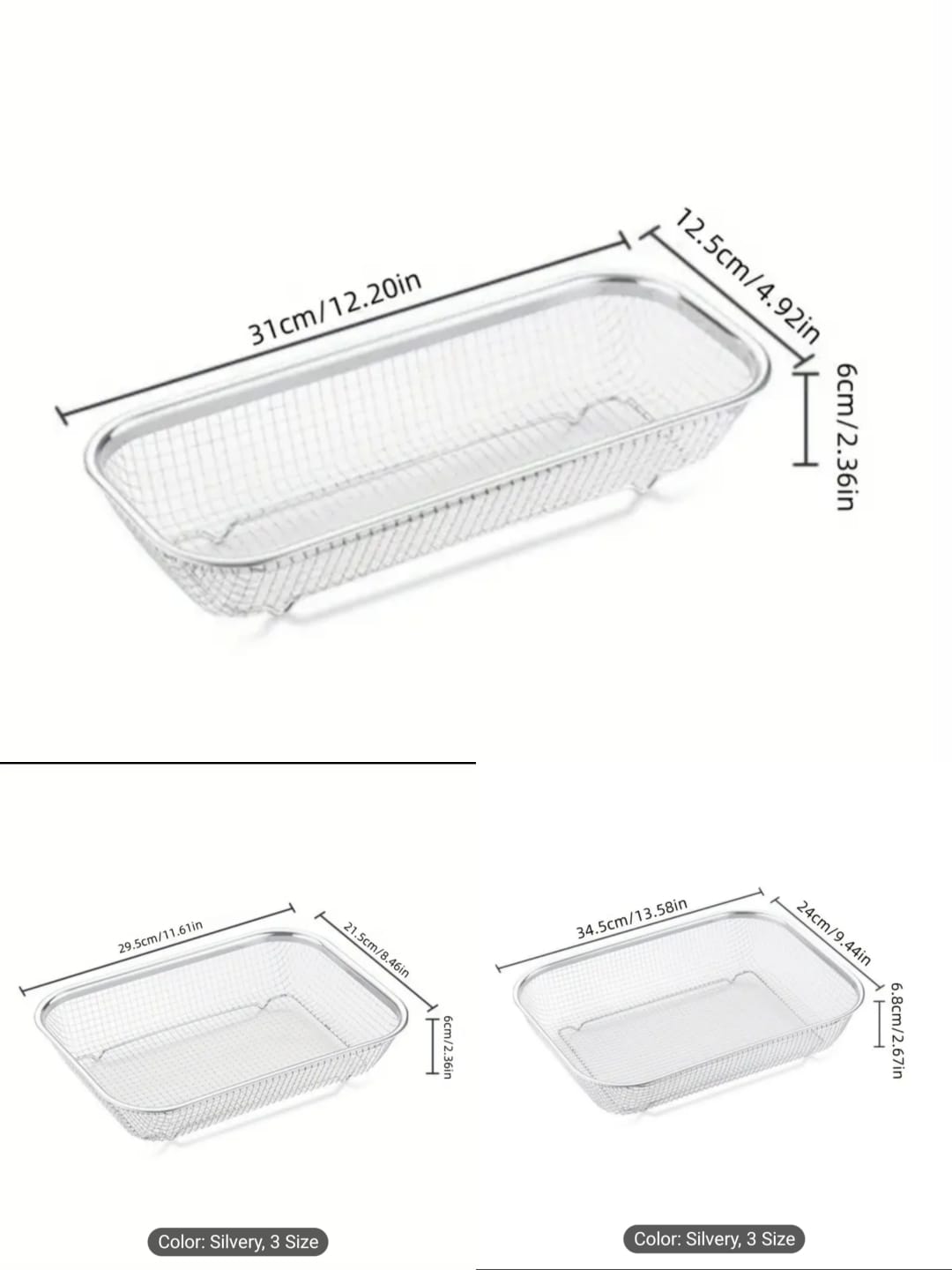 Stainless Steel Rectangular Colander Strainer for Kitchen