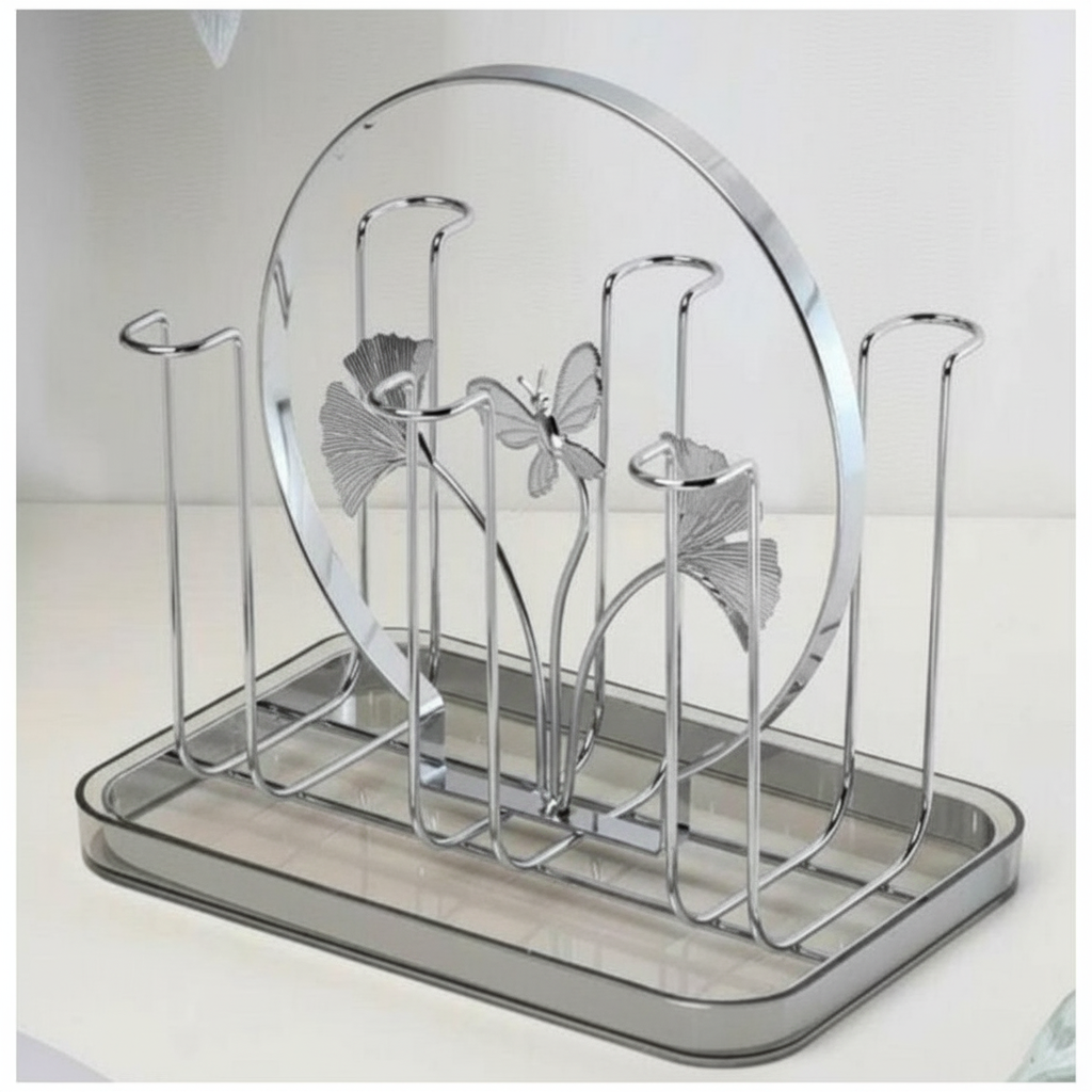 6 Grid Stainless Steel Glass Stand – Kitchen Cup Drying Rack