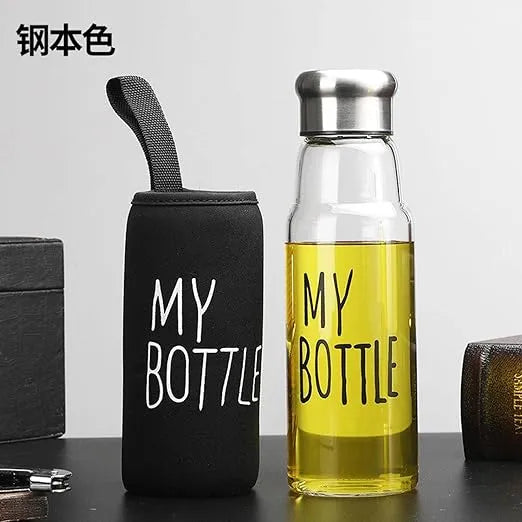 Glass Water Bottle with Protective Pouch Cover