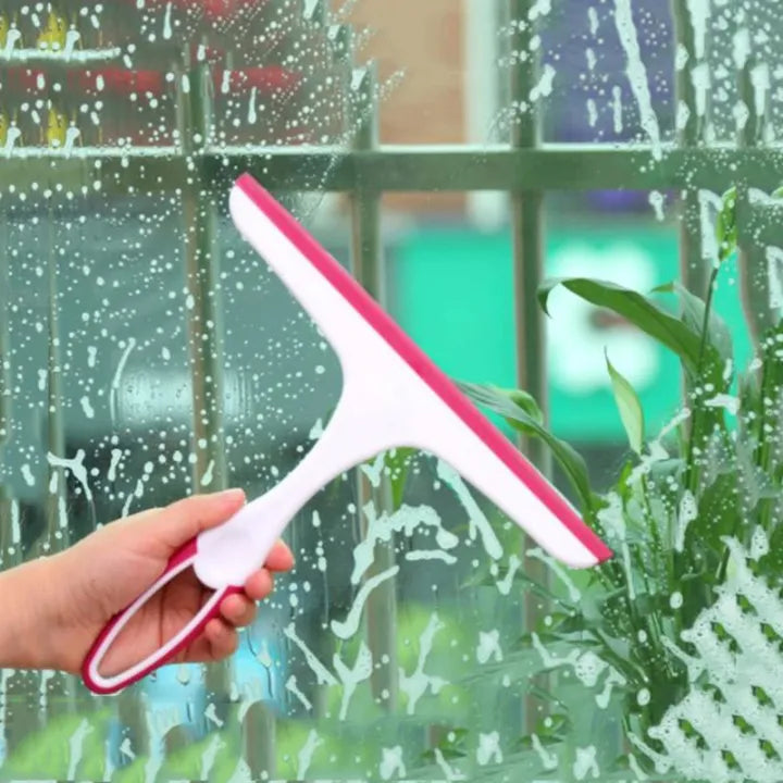Mirror & Window Cleaning Brush with Rubber Wiper