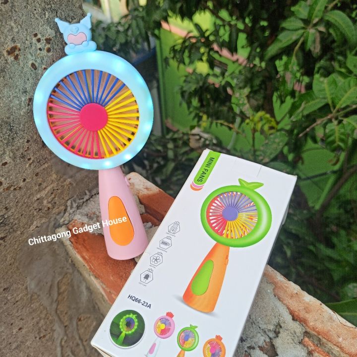 Rechargeable Mini Fan with Colorful Night Light
