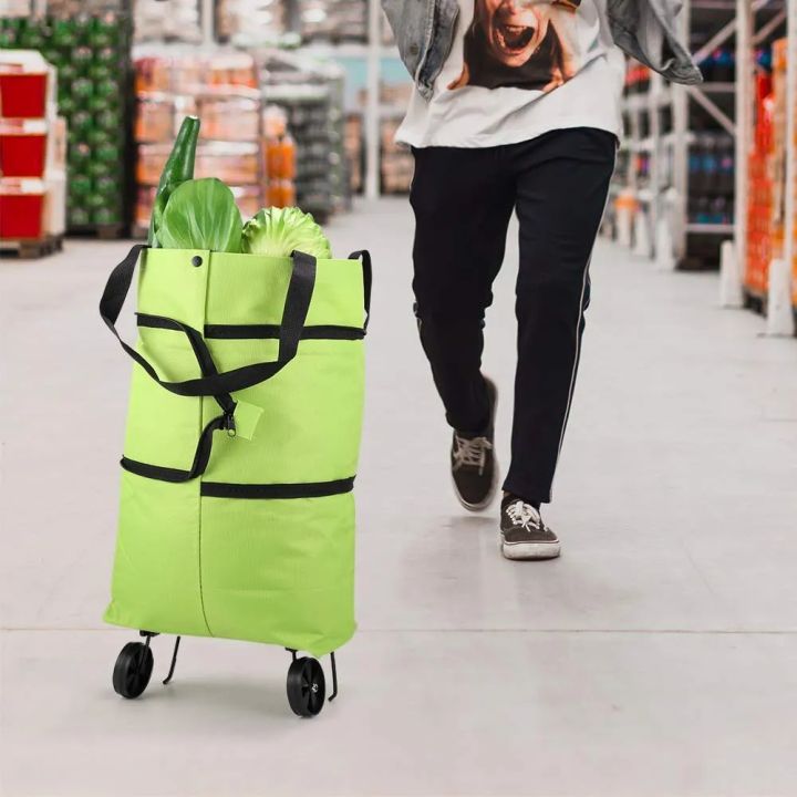 Foldable Shopping Trolley Bag with Wheels – Oxford Cloth