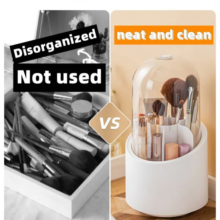 360Β° Rotating Transparent Makeup Brush & Jewelry Organizer